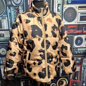 MUDPIE LEOPARD Animal Print Puffer Short Winter Jacket Coat NWT Size Small